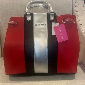 NWT Sassy Jones Red Lori Tote Handbag W/Shoulder Strap